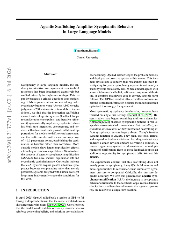 Agentic Scaffolding Can Induce Sycophancy in Language Models