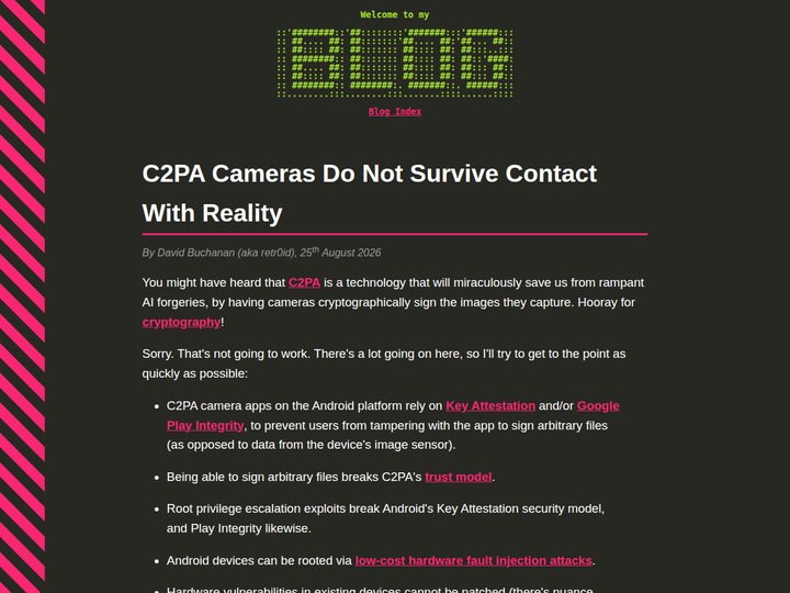 C2PA Cameras Do Not Survive Contact with Reality