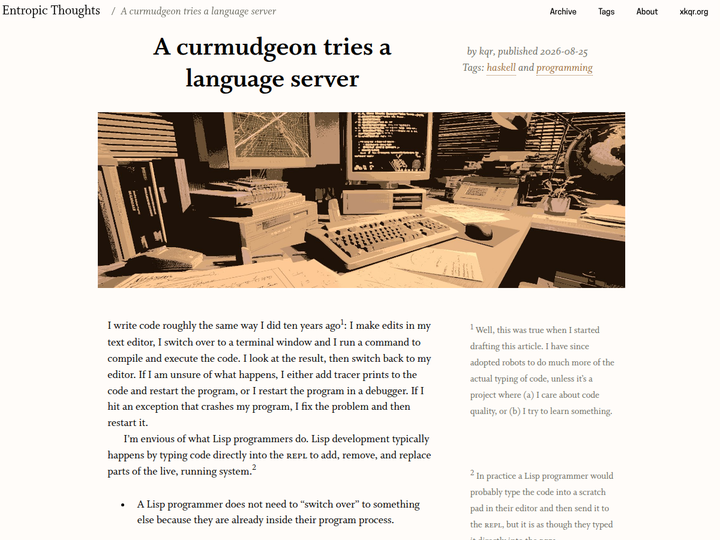A curmudgeon tries a language server