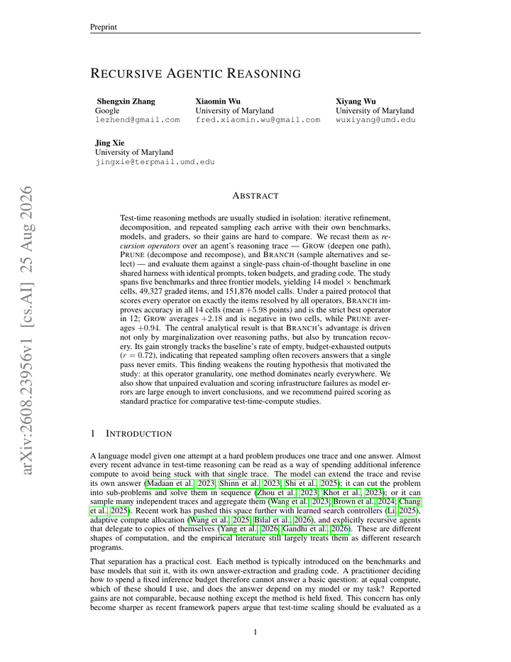 Recursive Agentic Reasoning