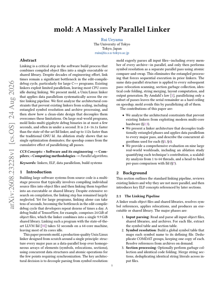 Mold: A Massively Parallel Linker