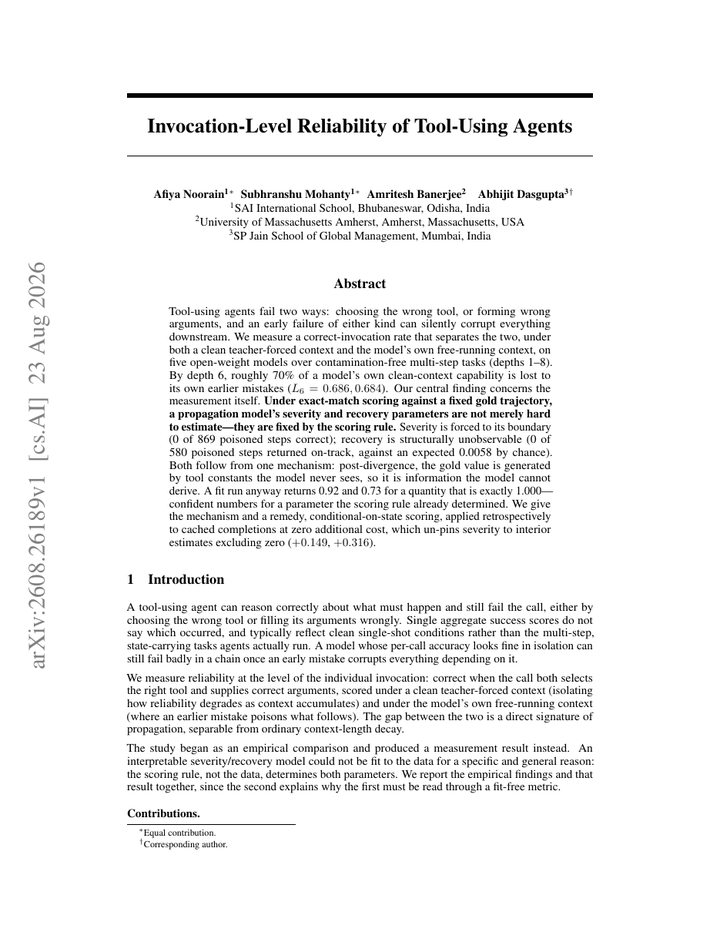 Invocation-Level Reliability of Tool-Using Agents