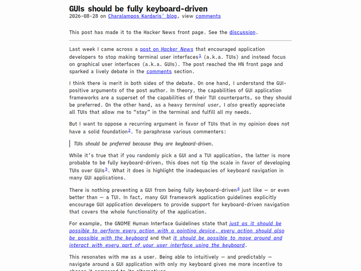 GUIs should be fully keyboard-driven