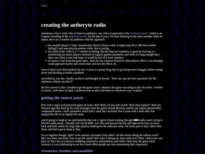 Creating the Aetheryte Radio