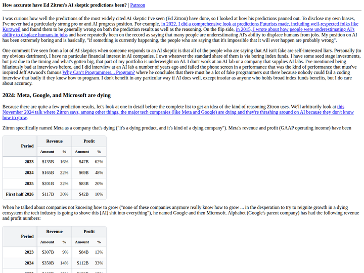 How accurate have Ed Zitron's AI skeptic predictions been?