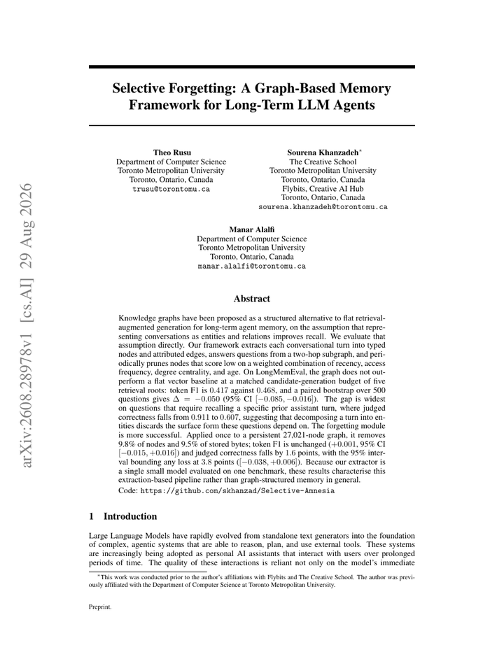 Selective Forgetting: A Graph-Based Memory Framework for Long-Term LLM Agents