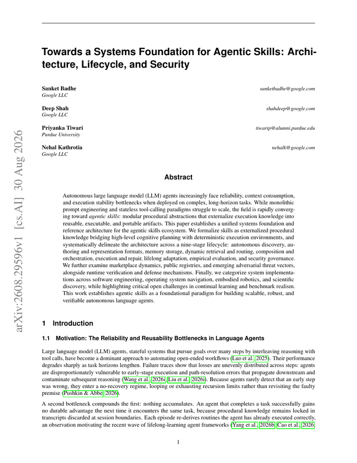 Towards a Systems Foundation for Agentic Skills: Architecture, Lifecycle, and Security