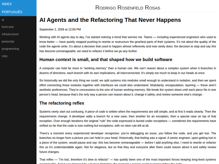 AI Agents and the Refactoring That Never Happens