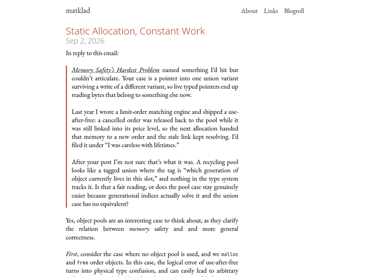 Static Allocation, Constant Work
