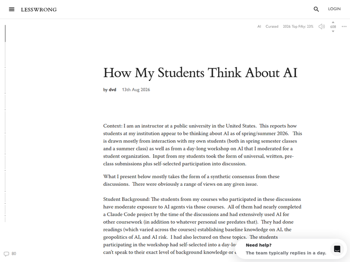 How My Students Think About AI