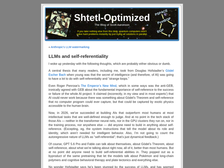 LLMs and self-referentiality