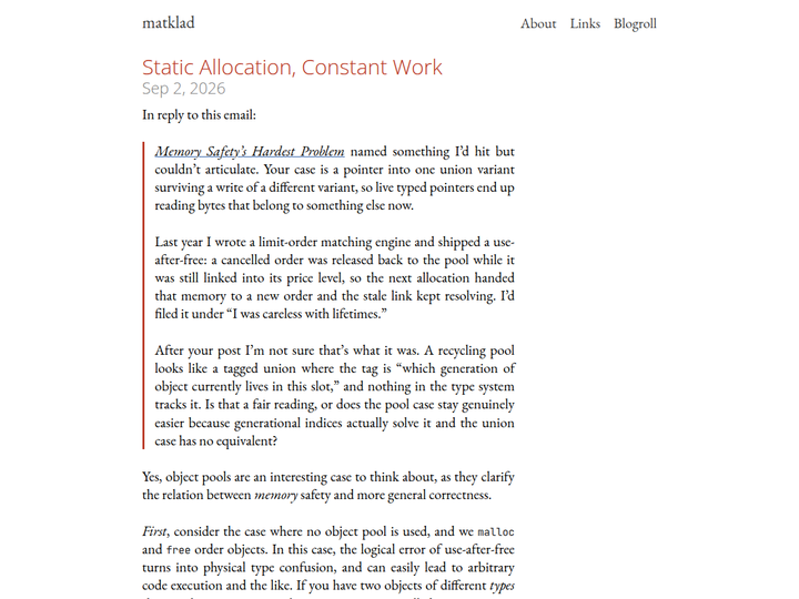 Static Allocation, Constant Work