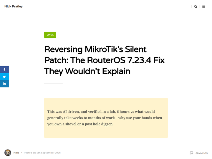 Reversing MikroTik's Silent Patch: The RouterOS 7.23.4 Fix They Wouldn't Explain