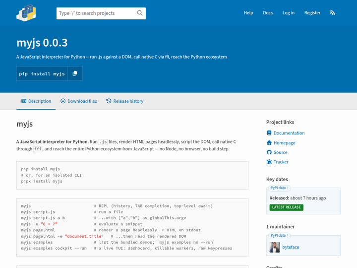 Myjs: An accidental pure-Python JavaScript interpreter