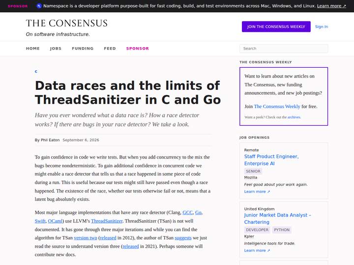 Data races and the limits of ThreadSanitizer in C and Go