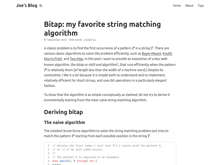 Bitap: my favorite string matching algorithm