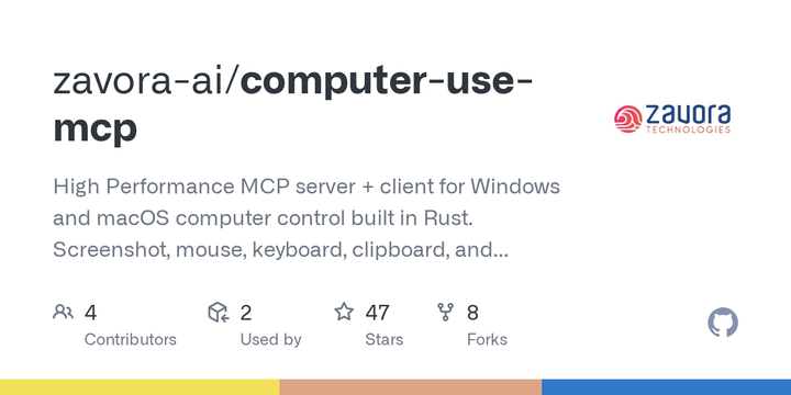 [computer-use-mcp](https://github.com/zavora-ai/computer-use-mcp) - 该 MCP server 以 Node SDK 处理协议、以 Rust N-API 承担原生桌面动作，v7.1 对 macOS、Windows、Linux 提供 64 个稳定工具。新增 roots 文件系统约束、资源订阅、脱敏日志和精确范围审批，长时只读任务还能走 Tasks 扩展；同时保留 2025 客户端行为，降低升级对既有 agent 的破坏。