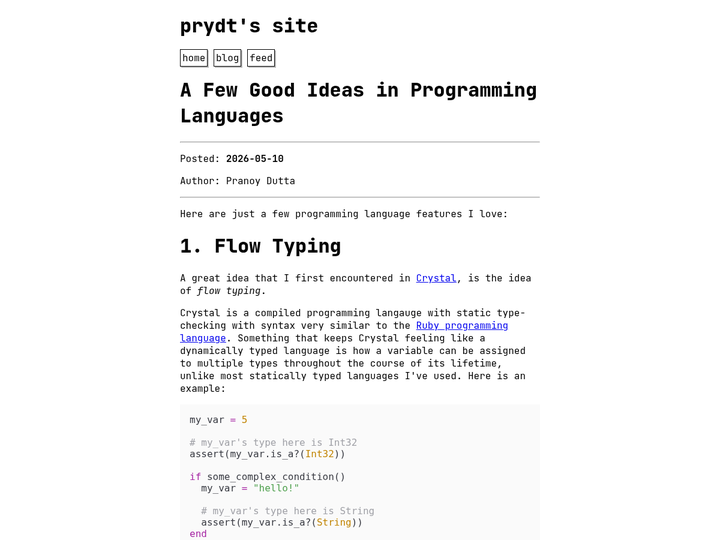A few good ideas in programming languages
