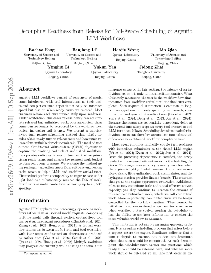 Decoupling Readiness from Release for Tail-Aware Scheduling of Agentic LLM Workflows