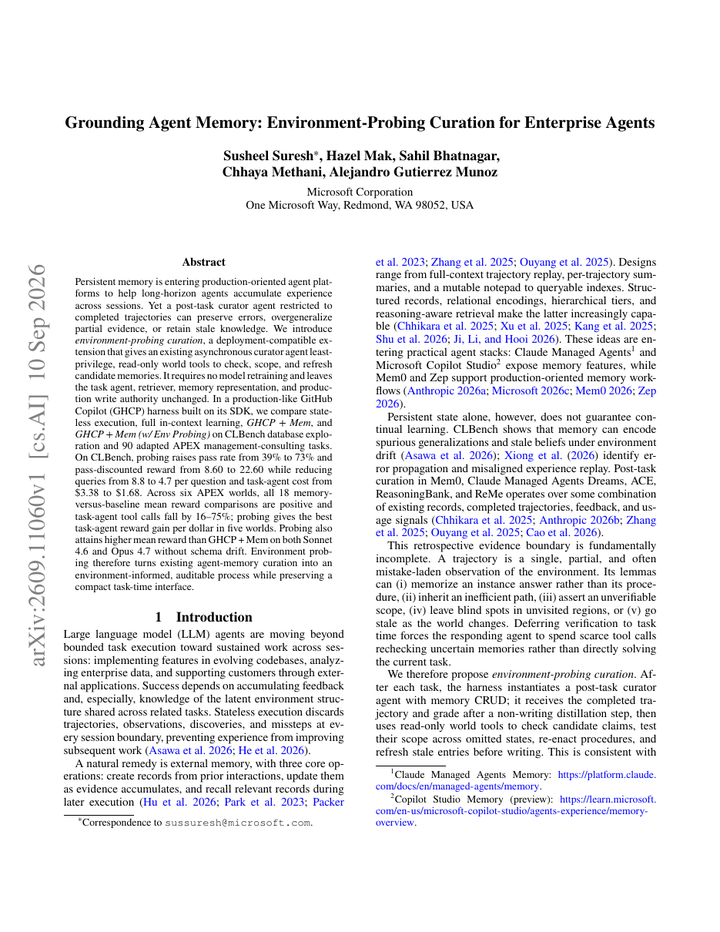 Grounding Agent Memory: Environment-Probing Curation for Enterprise Agents