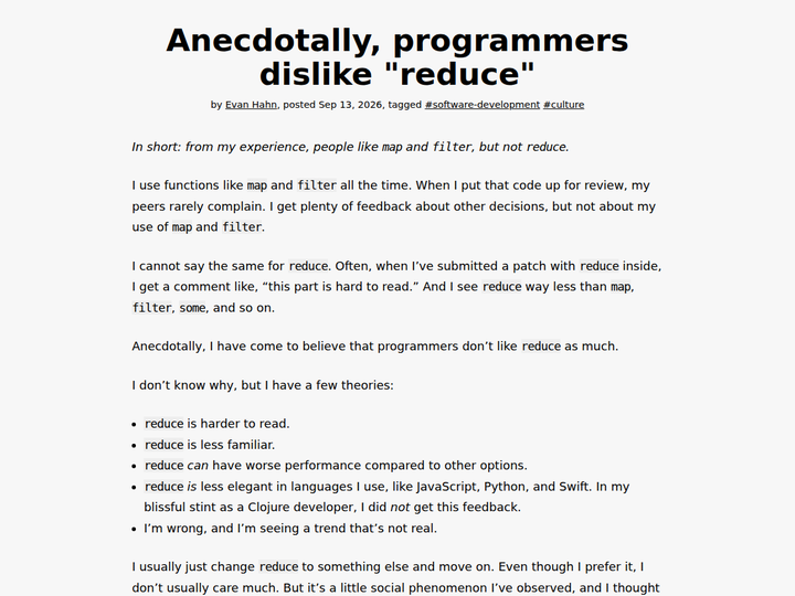 Why programmers dislike reduce