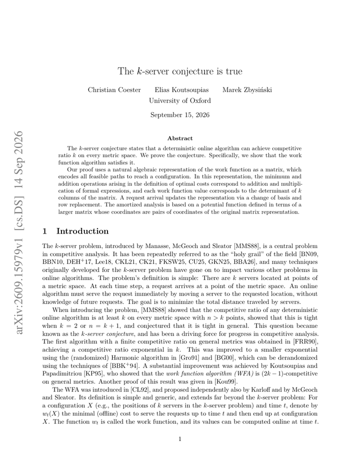 The k-server conjecture is true