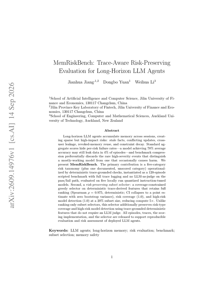 MemRiskBench: Trace-Aware Risk-Preserving Evaluation for Long-Horizon LLM Agents