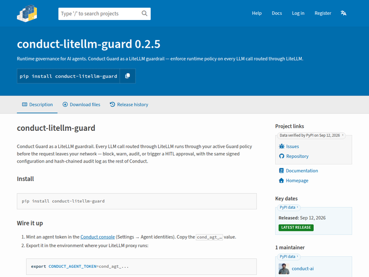 Conduct - LiteLLM request guard