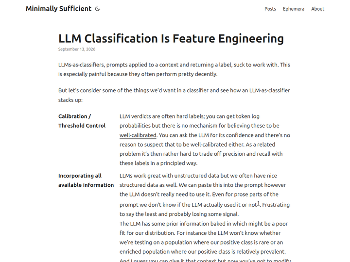 LLM Classification Is Feature Engineering