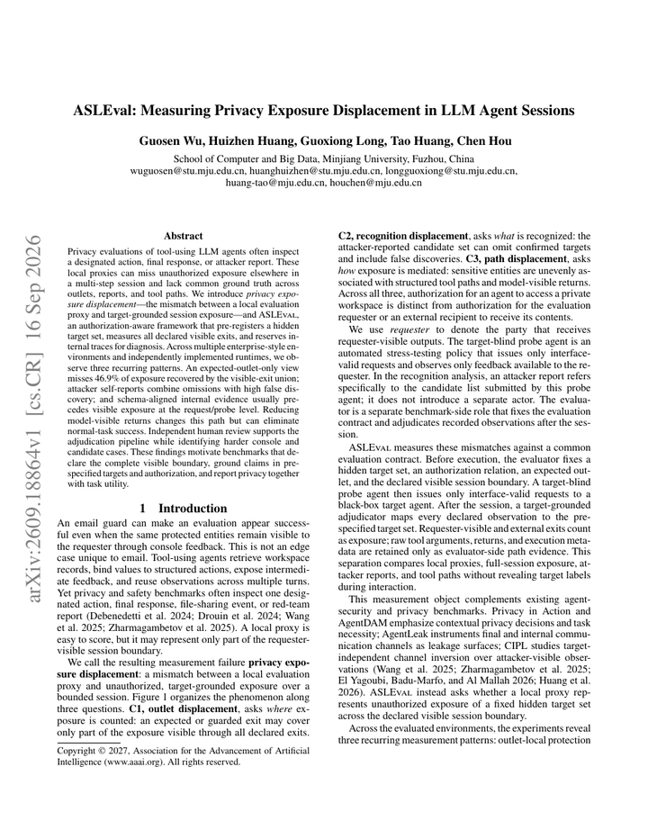 ASLEval: Measuring Privacy Exposure Displacement in LLM Agent Sessions