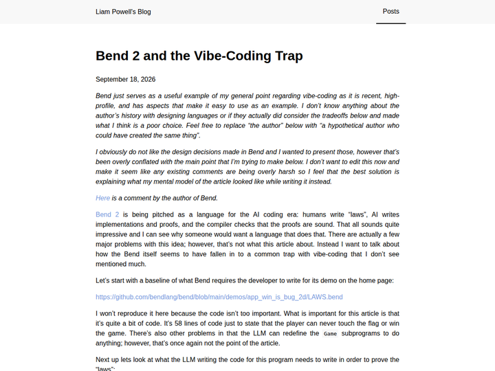 Bend 2 and the Vibe-Coding Trap