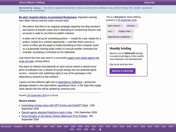 Be alert: targeted attacks on prominent Rustaceans