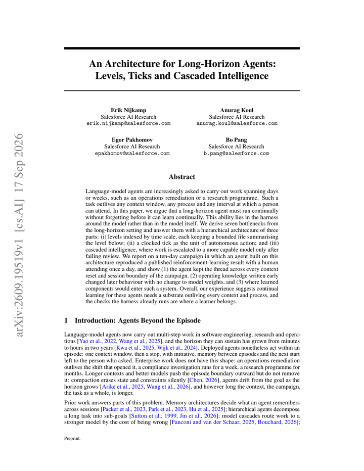 An Architecture for Long-Horizon Agents: Levels, Ticks and Cascaded Intelligence