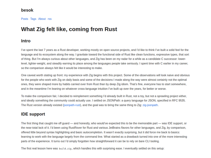 What Zig felt like, coming from Rust