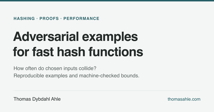 Adversarial examples for fast hash functions