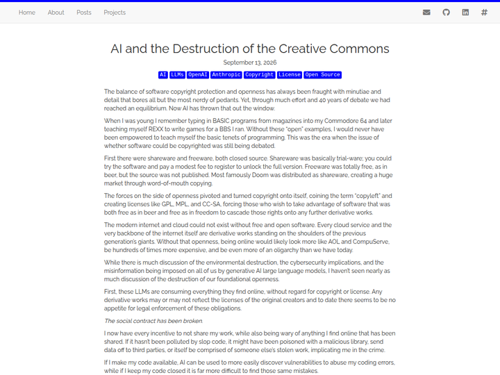 AI and the Destruction of the Creative Commons