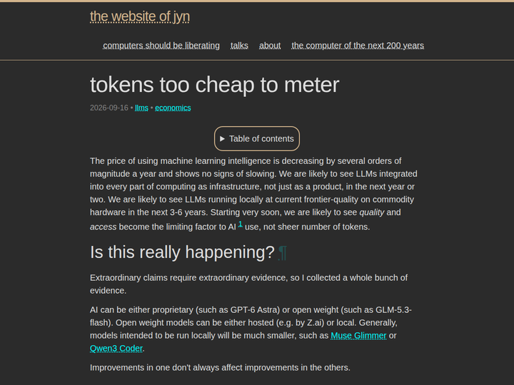 tokens too cheap to meter