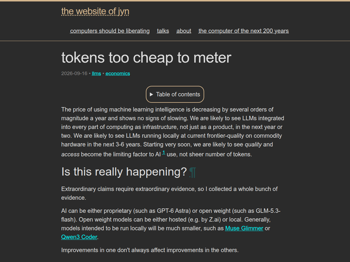 Tokens Too Cheap to Meter