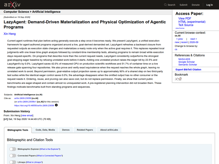 LazyAgent: Demand-Driven Materialization and Physical Optimization of Agentic Programs