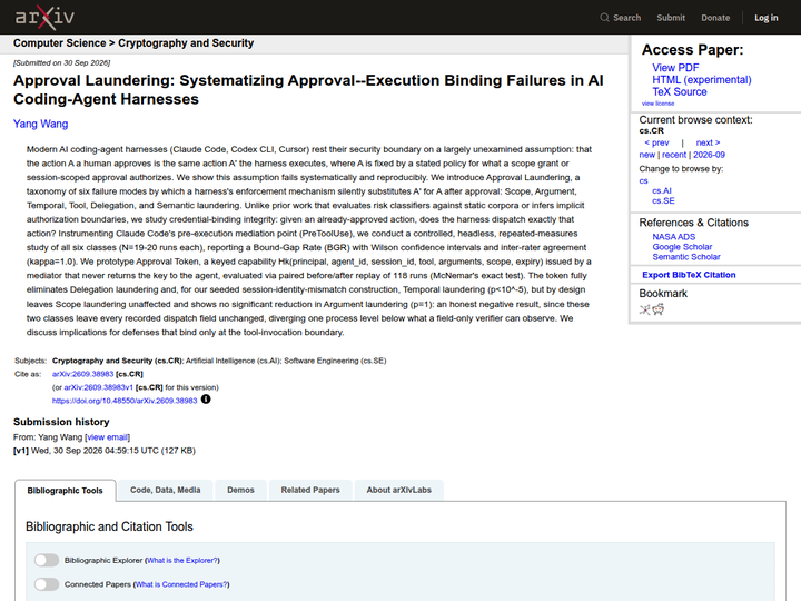 Approval Laundering: Systematizing Approval - Execution Binding Failures in AI Coding-Agent Harnesses
