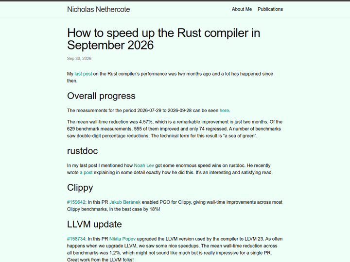 How to speed up the Rust compiler in September 2026