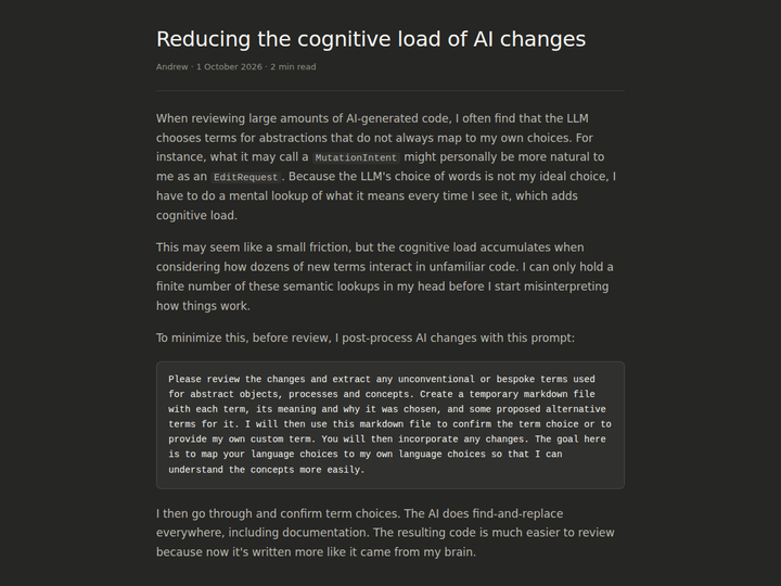 Reducing the cognitive load of AI changes