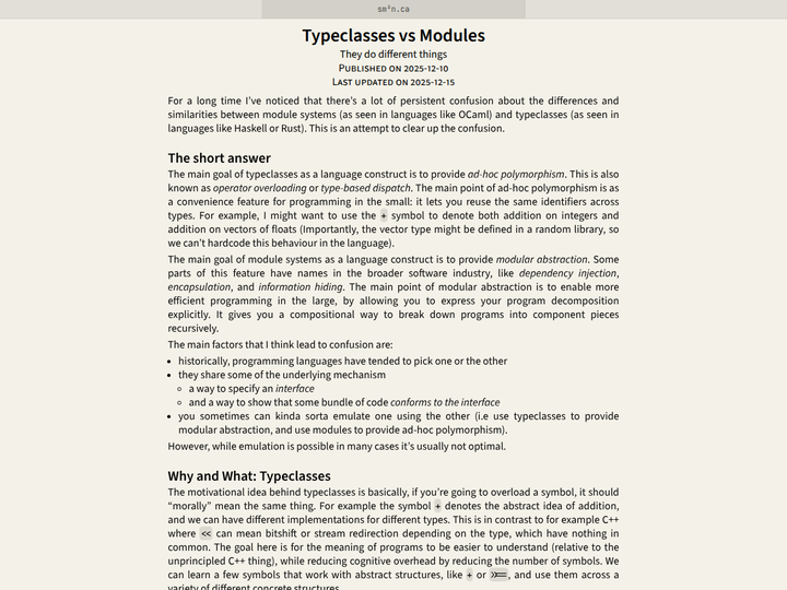 Typeclasses vs Modules