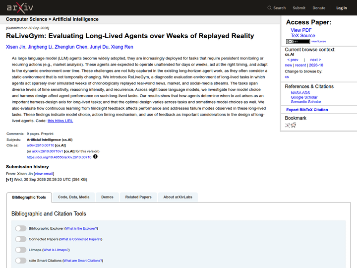 ReLiveGym: Evaluating Long-Lived Agents over Weeks of Replayed Reality