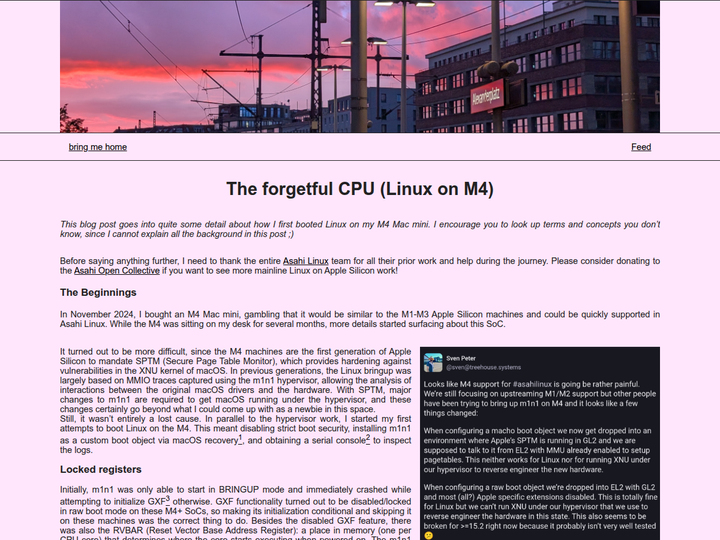 The forgetful CPU (Linux on M4)